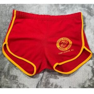 Vintage MJ Soffe USMC Camp Lejeune Red Yellow Dolphin Shorts Mens Medium 32X4.